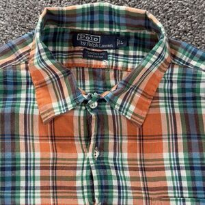 Vintage Polo Ralph Lauren Button Up Shirt Men's L Plaid Popover Clarence P/O